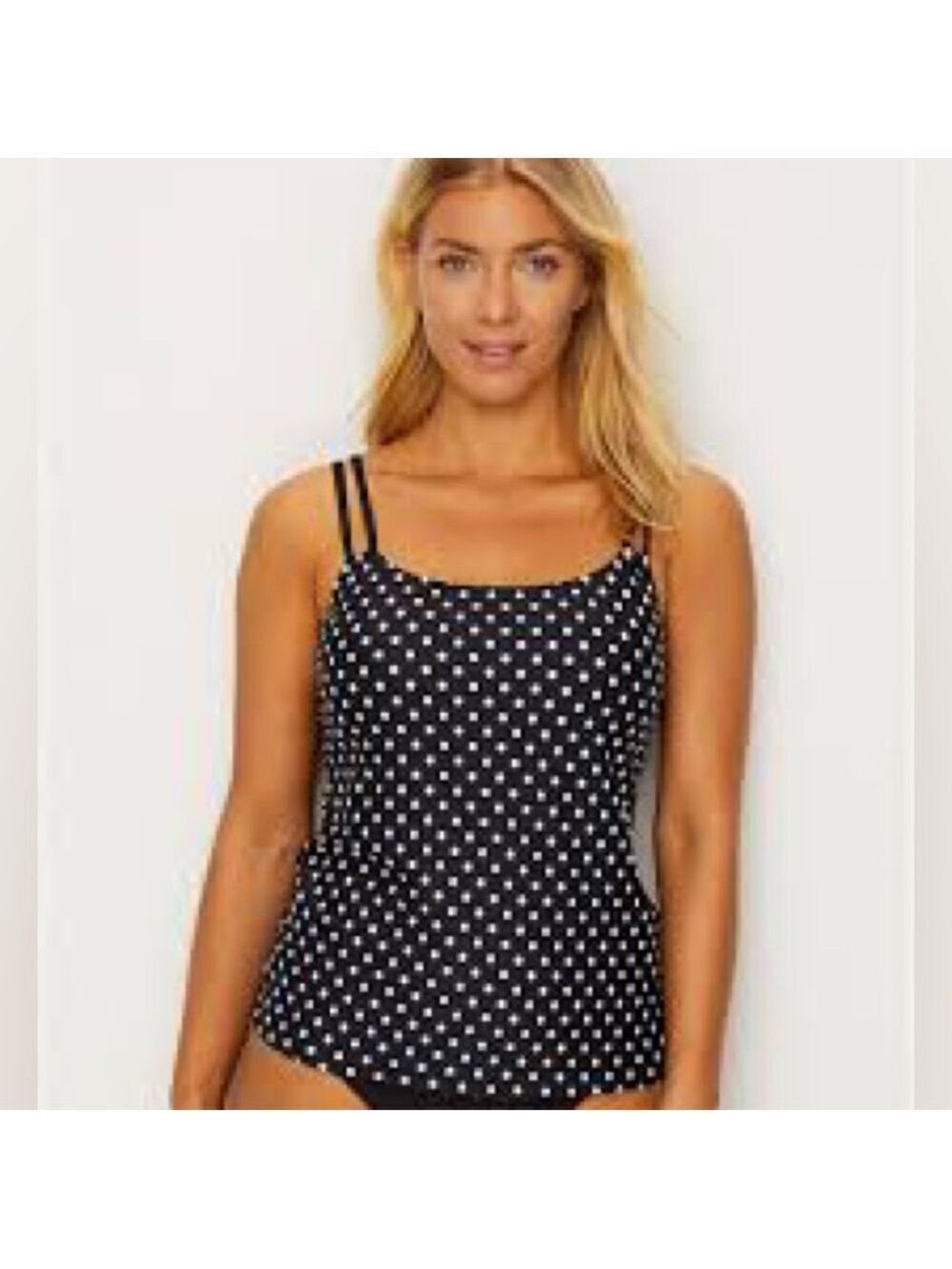 Sunsets Black and White Polka Dot Tankini Women's  SwimTop 40DD